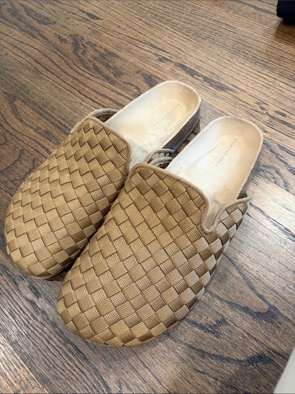 American Eagle Outfitters Woven Slip-On Mules — Tan